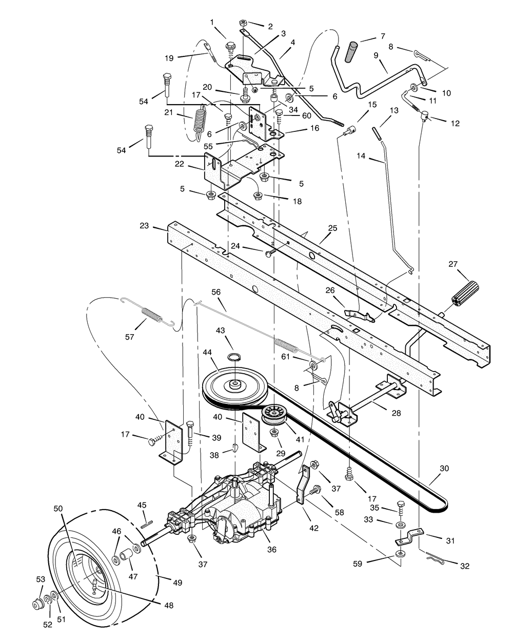 Motion Drive Diagram and Parts List for 405000X8B 2003 Briggs and Stratton Lawn Tractor